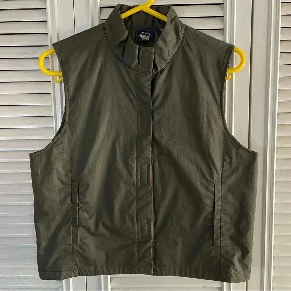 Dockers Vest Green Navy Women Size Petit Medium